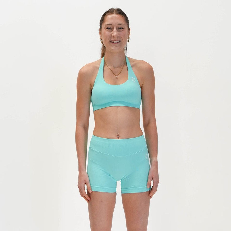 OASIS SEAMLESS SCRUNCH SHORTS - AQUA
