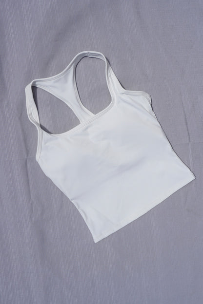 RACER BACK TANK TOP - WHITE