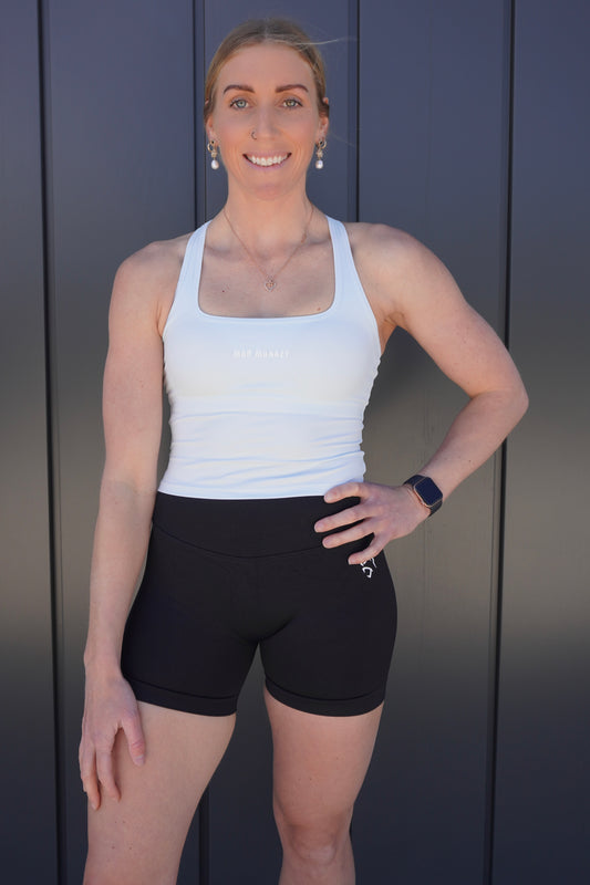 RACER BACK TANK TOP - WHITE