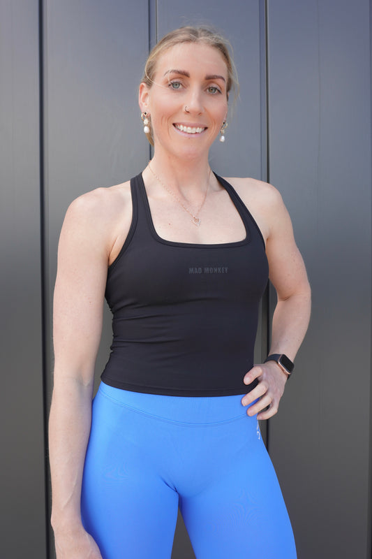 RACER BACK TANK TOP - BLACK
